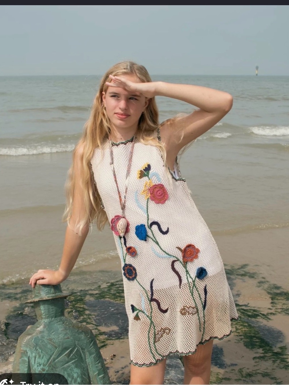 NWT Zara Cream Floral Embroidered Sleeveless Dress